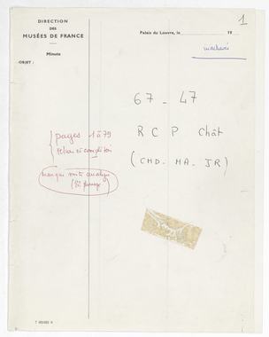 27_55 - RCP Châtillonnais; enquête ethnomusicologique. Dactylogramme des transcriptions de la collection « 67-47; RCP Chât (CMD-MA-JR) »; début (French) thumbnail