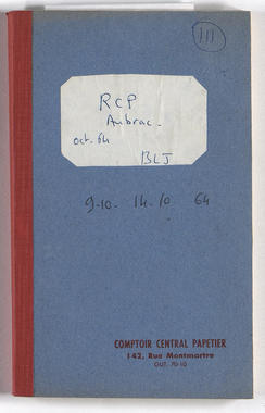 25_062 - Carnet des enregistrements « RCP Aubrac; oct. 64; BLJ III » la vignette