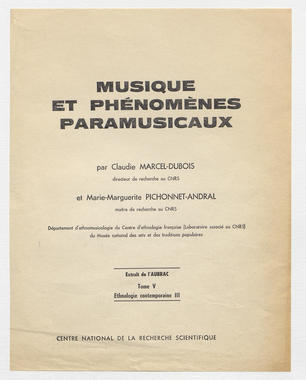 25_119 - T. V; maquette de la page de titre du tiré-à-part de la contribution ethnomusicologique (French) thumbnail