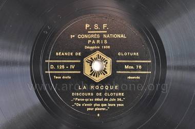 [E.03.01.04.b.] Parti social français. Premier Congrès. Paris. Décembre 1936 [8/20] la vignette