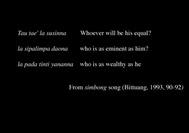 Extrait de chant simbong, 1993., From a simbong song, 1993. (anglais), Cuplikan dari nyanyian simbong, 1993. (indonésien) la vignette