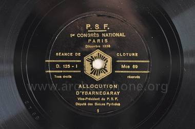 [E.03.01.01.a.] Parti social français. Premier Congrès. Paris. Décembre 1936 [1/20] la vignette