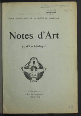 D.5.019. "Notes d'art et d'archéologie", CHARLES-MARCHAL P. la vignette