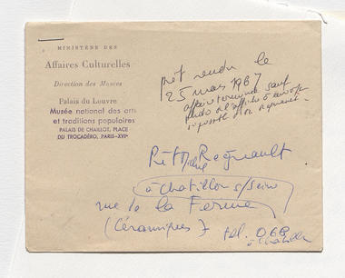 27_35 - Dons d'objets : correspondances et rapport au comité des conservateurs; 1967 (French) thumbnail