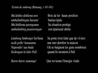 Extrait de chant évoquant la différence entre nobles et roturiers, enregistré à Tiroan (Bittuang), 1993., .... (indonésien), Extract (anglais) la vignette