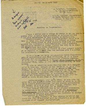 4_05 - Clôture : courriers de 1946 antérieurs à la mission (du 30 août 1946 au 30 décembre 46) la vignette