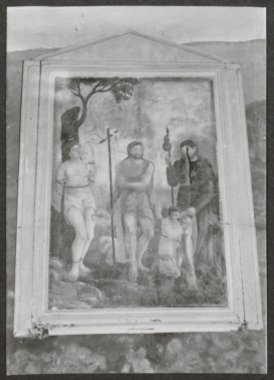 F.1.3.01.1.005. Église Saint-Fare, tableau représentant Saint Sébastien, Saint Jean-Baptiste et Saint Roch (French) thumbnail