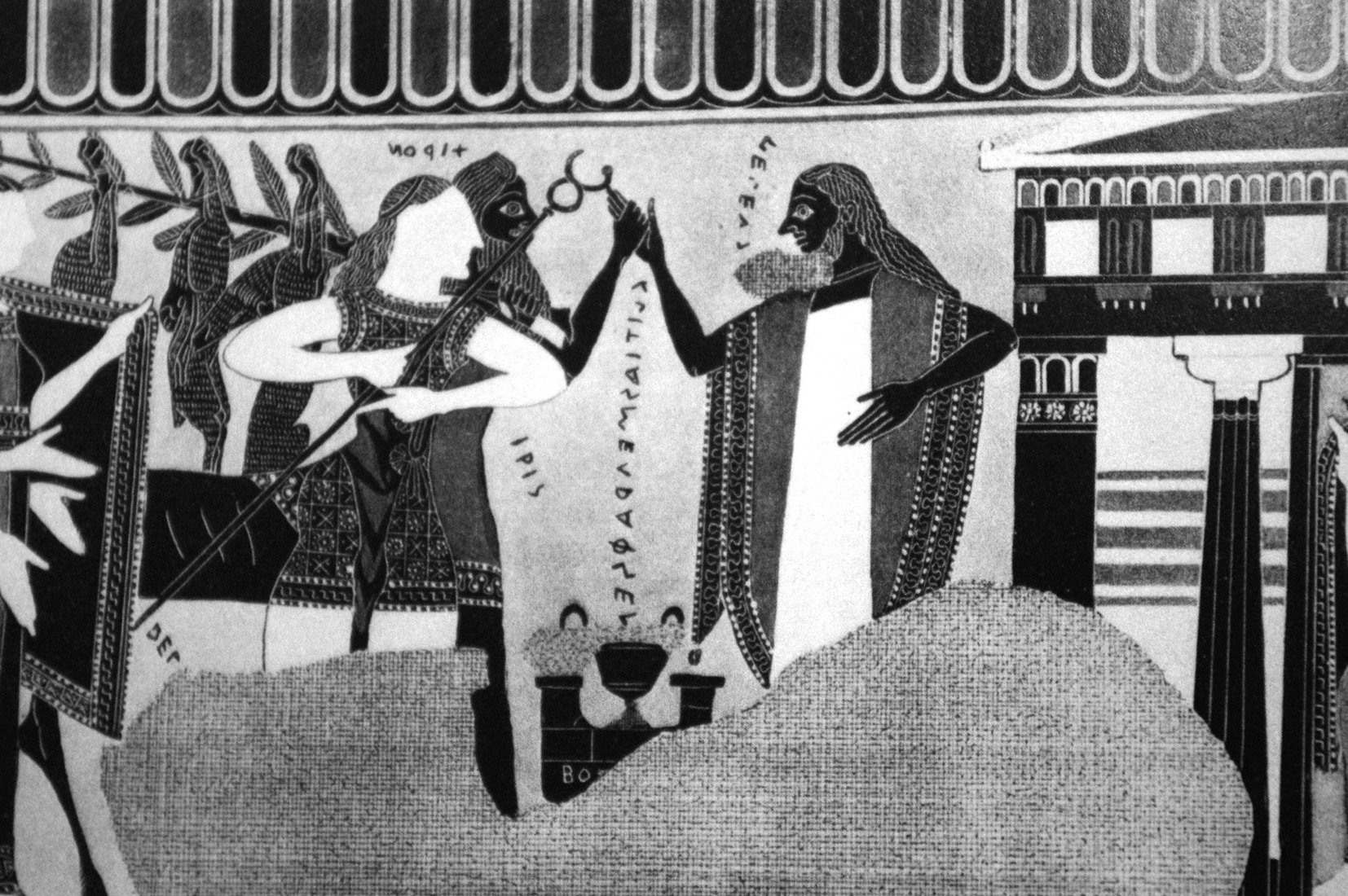Figure 2 - Cratère à volutes à figures
            noires, signé Clitias et Ergotimos.
