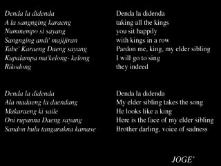 Pa' Denda, dance joge’, Makassar language, recorded at Rantepao in 1993., Pa' Denda, danse joge', langue makassar, enregistré à Rantepao en 1993. (French), Pa’ denda, tarian joge’, bahasa Makassar, yang direkam di Rantepao, tahun 1993. (Indonesian) thumbnail