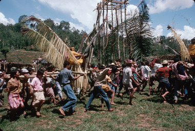 6. Rite du port des femmes sur un palanquin, Deri, 1993., 6. Rite of carrying women on a palanquin. (anglais), 6. Ritus pengantaran perempuan di atas tandu. (indonésien) la vignette