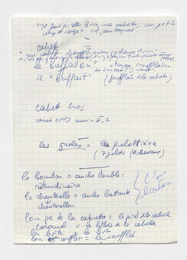 25_087 - Cabrettes et cabrettaïres : notes ms préparatoires; fragments rédigés; travaux cartographiques la vignette