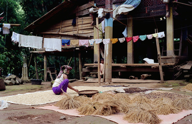 Devant la maison, Lempopoton, 1993., In front of the house, Lempopoton, 1993. (anglais), Depan rumah, Lempopoton, 1993. (indonésien) la vignette