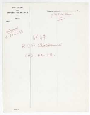 27_56 - RCP Châtillonnais; enquête ethnomusicologique. Dactylogramme des transcriptions de la collection « 67-47; RCP Chât (CMD-MA-JR) »; fin la vignette