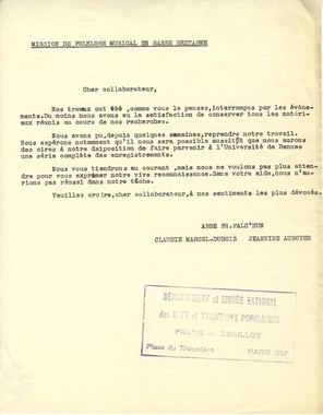 1.1_51 - Clôture : liste des personnes; aides sur le terrain et journeaux; à remercier et auxquelles donner des nouvelles; lettre de M. Mauss attteste réception du rapport; 23 avril 40; note de CMD à GHR sur travail à faire au 5 juillet 1946; lettre de Georges Arnoux à CMD; 12 avril 1948. (French) thumbnail