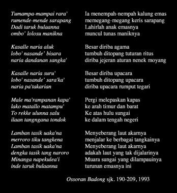 Cuplikan syair ossoran badong, lihat 190 dst., 1993. (Indonesian) thumbnail