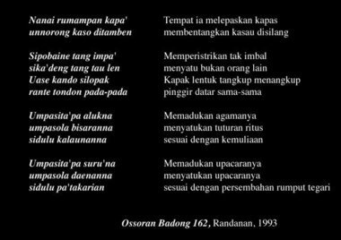 From ossoran badong, 1993., Extrait du poème Ossoran badong pour Indo' Serang, recueilli à Randanan, 1993. (French), Cuplikan syair ossoran badong, 1993 (Indonesian) thumbnail