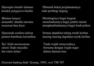 Dans l'ossoran badong., In Ossoran Badong Indo’Serang (hagiography of Indo’Serang), 1993. (anglais), Dalam ossoran badong, madah riwayat hidup. (indonésien) la vignette