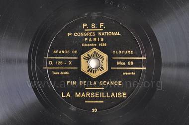 [E.03.01.10.b.] Parti social français. Premier Congrès. Paris. Décembre 1936 [20/20] la vignette