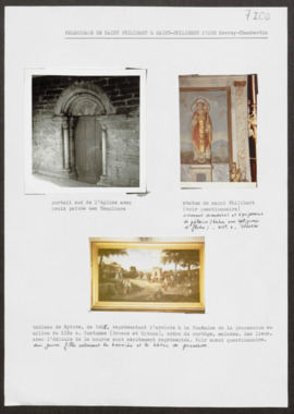 Portail sud de l'église, statue de Saint Philibert et tableau de Myèvre la vignette