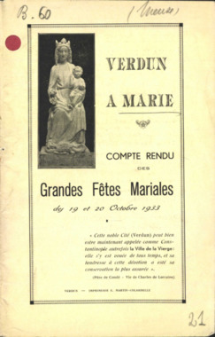 K.3.021. "Verdun à Marie. Compte-rendu des grandes fêtes mariales des 19 et 20 octobre 1933" la vignette