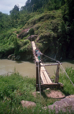 Pont suspendu, 1993., Suspension bridge, 1993. (anglais), Jembatan gantung, 1993.  (indonésien) la vignette