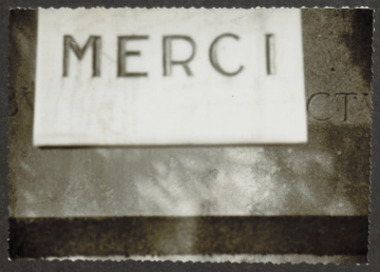 E.2.3.01.1.001. Plaque de reconnaissance "Merci" sur la tombe de l'abbé Gerin la vignette