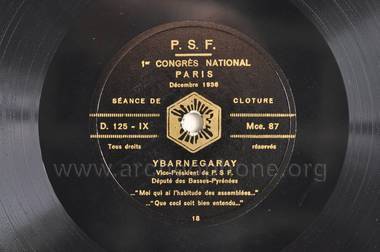 [E.03.01.09.b.] Parti social français. Premier Congrès. Paris. Décembre 1936 [18/20] (French) thumbnail