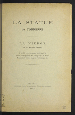 J.4.010. "La statue de Tonnerre. La vierge et le buisson ardent", M. le chanoine MARSAUX (French) thumbnail