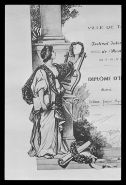 Diplôme d’honneur obtenu par la clique soustonnaise en 1954. Vue détaillée de l’illustration (French) thumbnail