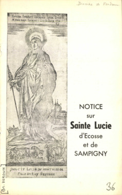 K.3.036. "Notice sur Sainte Lucie d'Ecosse et de Sampigny" la vignette