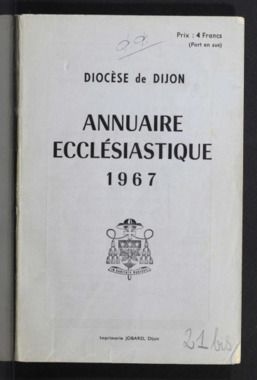 D.5.022. "Diocèse de Dijon. Annuaire ecclésiastique 1967" (French) thumbnail