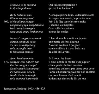 Extrait du chant Samparan Simbong, vers 456 et suiv., 1993. la vignette