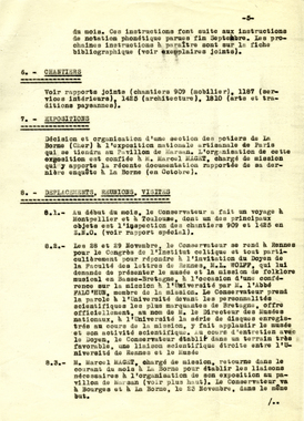 1.1_47 - Clôture : Conférences et articles; 6 (rapport relatif au déplacement GHR les 28 et 29 nov. 1942 à Rennes; lan de la conf de GHR et liste des disques que FF a fait écouter au public au cours de sa conf. à lui) la vignette