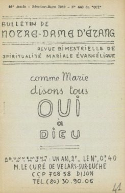 D.5.042. "Comme Marie disons tous OUI à Dieu. Bulletin de Notre-Dame d'Etang", M. le Curé de Velars-sur-Ouche la vignette
