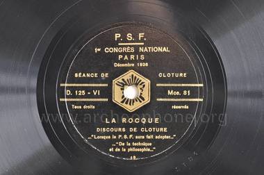 [E.03.01.06.b.] Parti social français. Premier Congrès. Paris. Décembre 1936 [12/20] la vignette