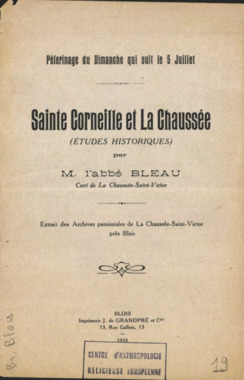 B.5.019. "Sainte Corneille et La Chaussée (études historiques)", BLEAU (Abbé) la vignette