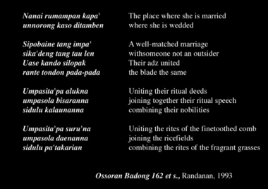 Extrait du poème Ossoran badong pour Indo' Serang, recueilli à Randanan, 1993., From ossoran badong, 1993. (anglais), Cuplikan syair ossoran badong, 1993 (indonésien) la vignette