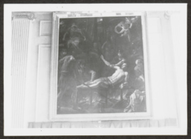 B.3.4.01.004. Tableau du XVIIe siècle représentant le martyre de Saint-Laurent, autel majeur la vignette