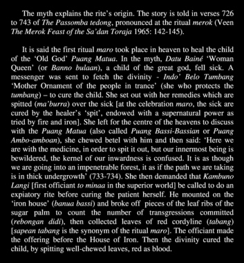 Mitos yang merupakan cuplikan dari passomba tedong, diterjemahkan dalam van der Veen, 1965: 142-145., From Passomba Tedong, a myth transcribed and translated in Veen 1965: 142-145. (anglais) la vignette