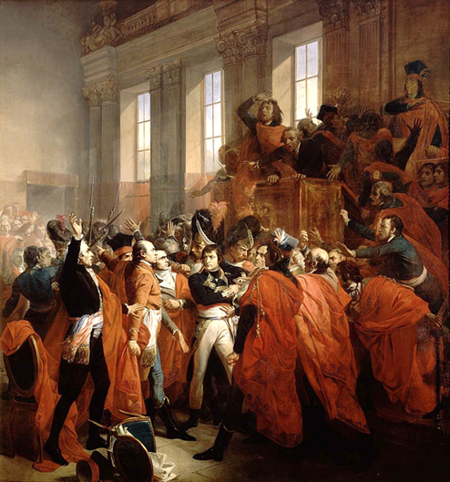 Figure 2 - Le général Bonaparte au Conseil des
          Cinq-Cents, à Saint-Cloud. 10 novembre 1799.